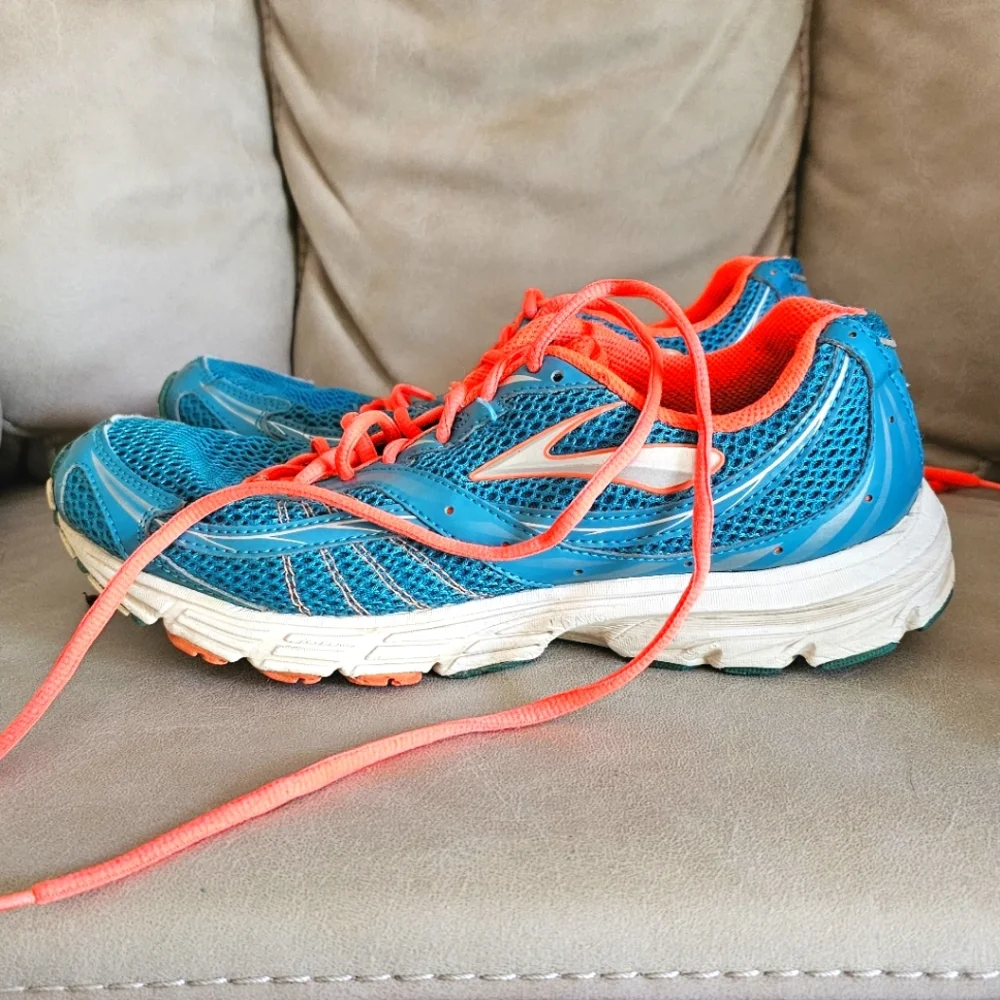Brooks bright blue and‎ orange sneakers size 10
